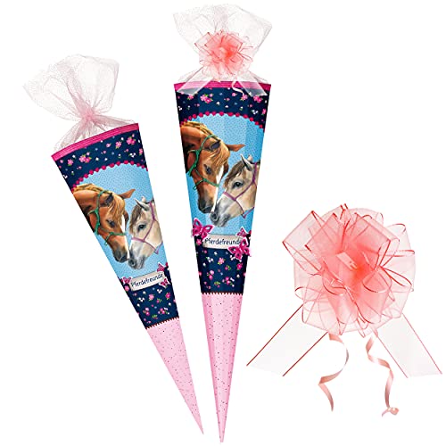 3D Effekt - Schmetterlinge ! - Schultüte - Pferdefreunde - Pferd & Schmetterling - 70 cm - rund - incl. Schleife - Organza Tüllabschluß - Zuckertüte - Nestle.. von alles-meine.de GmbH