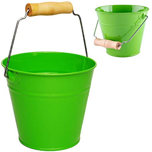 4 Stück kleine - Metalleimer - grün/apfelgrün - 13 cm hoch - 1,2 Liter - mit 3D Effekt Rillen Prägung - Metall - Blech Eimer - Partyeimer/Sandeimer/Ki.. von alles-meine.de GmbH