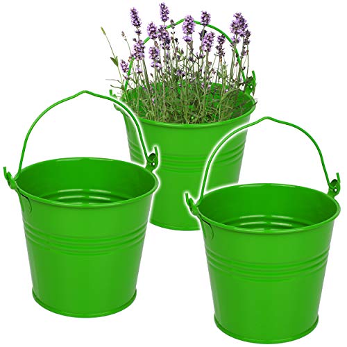 5 Stück kleine - Metalleimer/Blumentöpfe - grün - 15 cm hoch - 2 Liter - Metall rostfrei - Blech Eimer - rund - mit 3-D Effekt Rillen Prägung - mit Henkel.. 5 Stück kleine - Metalleimer/Blumentöpfe - grün - 15 cm hoch - 2 Liter - Metall rostfrei - Blech Eimer - rund - mit 3-D Effekt Rillen Prägung - mit Henkel.. von alles-meine.de GmbH