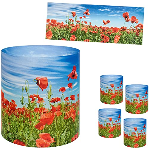 alles-meine.de GmbH 5 Stück - kleine Tischlichter Motiv frei wählbar Mohn Blumen - Mohnblumenfeld 10 cm - Licht - für Teelichter/Batterie LED Lichter & Kerzen - Windlicht.. von alles-meine.de GmbH