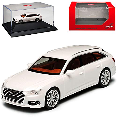 A*u*d*i A6 C8 Avant Kombi Ibis Weiss Ab 2018 mit Sockel und Vitrine H0 1/87 Herpa Modell Auto von alles-meine.de GmbH