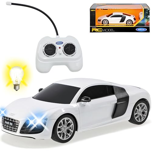 A-U-D-I R8 V10 Coupe Weiss RC Funkauto 1/24 Welly Modell Auto mit individiuellem Wunschkennzeichen von alles-meine.de GmbH