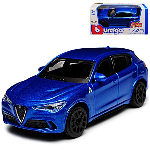 alles-meine.de GmbH Alfa Romeo Stelvio Typ 949 SUV Blau Metallic Ab 2017 1/43 Burago Modell Auto mit individiuellem Wunschkennzeichen von alles-meine.de GmbH
