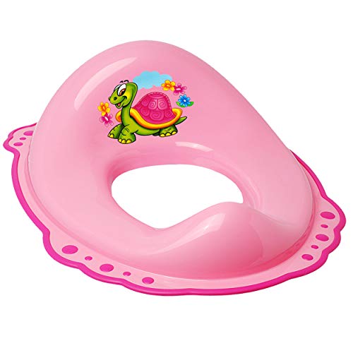Anti RUTSCH - Toilettensitz/Toilettenaufsatz/Sitzverkleinerer - rosa - pink Tiere - Schildkröte & Blumen Bieco - Standardgröße mit Lehne & Pullerschut.. von alles-meine.de GmbH