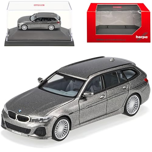 B*M*W 3er G21 Alpina B3 Touring Kombi Oxid Grau Metallic Ab 2019 mit Sockel und Vitrine H0 1/87 Herpa Modell Auto mit individiuellem Wunschkennzeichen von alles-meine.de GmbH