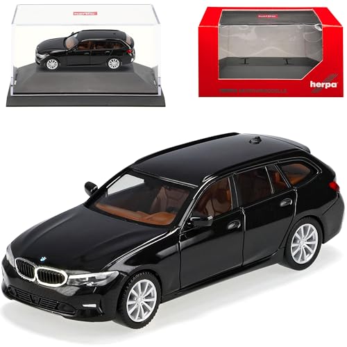 B*M*W 3er G21 Touring Kombi Schwarz Ab 2019 mit Sockel und Vitrine H0 1/87 Herpa Modell Auto mit individiuellem Wunschkennzeichen von alles-meine.de GmbH