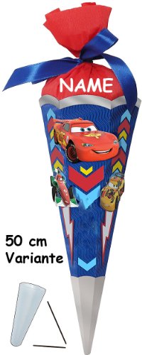 BASTELSET - Schultüte - Disney Cars - 50 cm incl. Namen - mit/ohne Kunststoff Spitze - Zuckertüte Nestler - ALLE Größen - 6 eckig für Jungen Queen Light.. von alles-meine.de GmbH