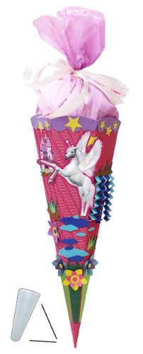 BASTELSET - Schultüte - Einhorn 85 cm - mit/ohne Kunststoff Spitze - Zuckertüte Nestler - ALLE Größen - 6 eckig Mädchen Pferde Blumen - Einhörner rosa Schme.. von alles-meine.de GmbH