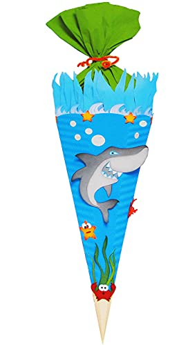 alles-meine.de GmbH BASTELSET Schultüte - Hai Fisch & Unterwasser Welt - 85 cm - mit/ohne Kunststoff Spitze - Zuckertüte - Set zum selber Basteln - 6 eckig/blau - Jungen .. von alles-meine.de GmbH
