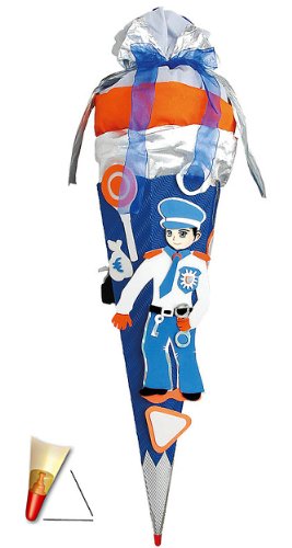 BASTELSET Schultüte - Polizei 85 cm - mit Holzspitze - Zuckertüte Roth - ALLE Größen - 6 eckig Polizist für Jungen Auto blau von alles-meine.de GmbH
