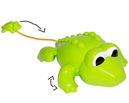 Badewannenspielzeug - lustiges Krokodil - zum Aufziehen & schwimmt selbst im Wasser - für Badewanne / Badespielzeug - Wasserspielzeug Tier - Aufziehspielz.. von alles-meine.de GmbH