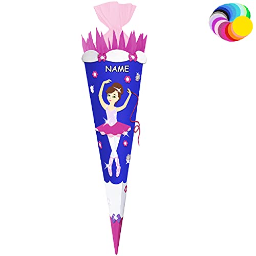 Bastelset - Schultüte Farbe & Größe wählbar 70/85 / 100 cm - Tänzerin - Ballerina - inkl. Name - Farbe frei wählbar - Bastelschultüte - Zuckertüte zum s.. von alles-meine.de GmbH