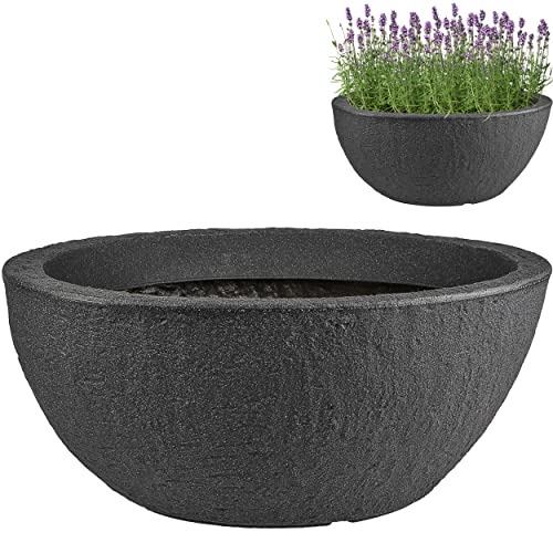 alles-meine.de GmbH Beton Optik - großer XXL - Blumenkübel/Pflanzkübel - 59 cm x 34 cm - 55 Liter - schwarz/anthrazit - lang/oval/schmal - Gross - Kunststoff - Design Kun.. von alles-meine.de GmbH