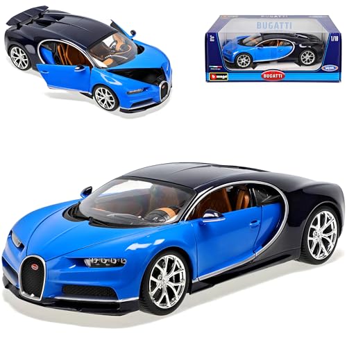 Bburago Bugatti Chiron Coupe Blau Ab 2016 1/18 Modell Auto mit individiuellem Wunschkennzeichen von Bburago