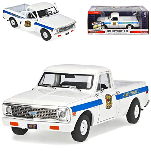alles-meine.de GmbH Chevrolet Chevy C-Serie C-10 Pick-up Weiss Delaware State Police Polizei 1/24 Greenlight Modell Auto mit individiuellem Wunschkennzeichen von alles-meine.de GmbH