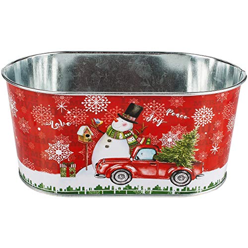 Deko Topf/Metalleimer/Blumentopf - Motivwahl - Weihnachten - 10 cm hoch - Metall rostfrei - Blech Eimer - oval - frostsicher - Pflanztopf Übertopf Gartene.. von alles-meine.de GmbH