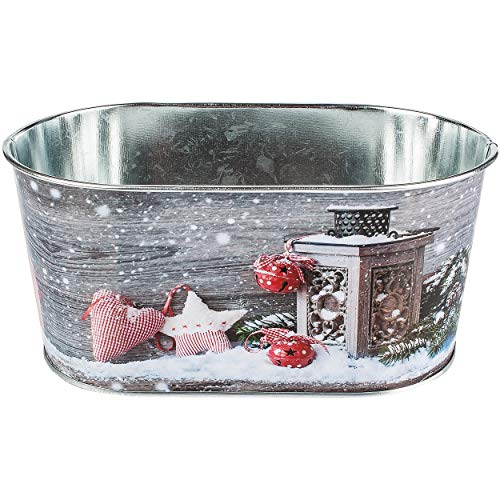 Deko Topf/Metalleimer/Blumentopf - Motivwahl - Weihnachten - 10 cm hoch - Metall rostfrei - Blech Eimer - oval - frostsicher - Pflanztopf Übertopf Gartene.. von alles-meine.de GmbH