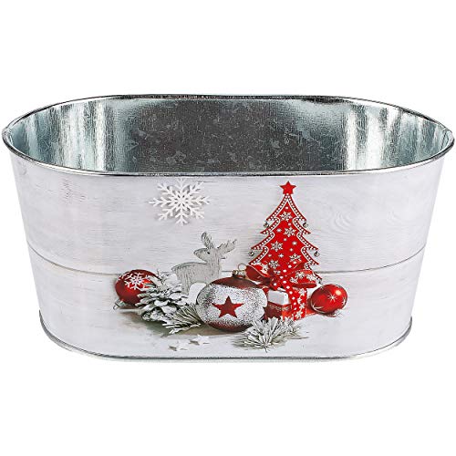 Deko Topf/Metalleimer/Blumentopf - Motivwahl - Weihnachten - 10 cm hoch - Metall rostfrei - Blech Eimer - oval - frostsicher - Pflanztopf Übertopf Gartene.. von alles-meine.de GmbH