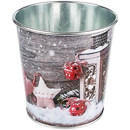 Deko Topf/Metalleimer/Blumentopf - Motivwahl - Weihnachten - 10 cm hoch - Metall rostfrei - Blech Eimer - rund - frostsicher - Pflanztopf Übertopf Gartene.. von alles-meine.de GmbH