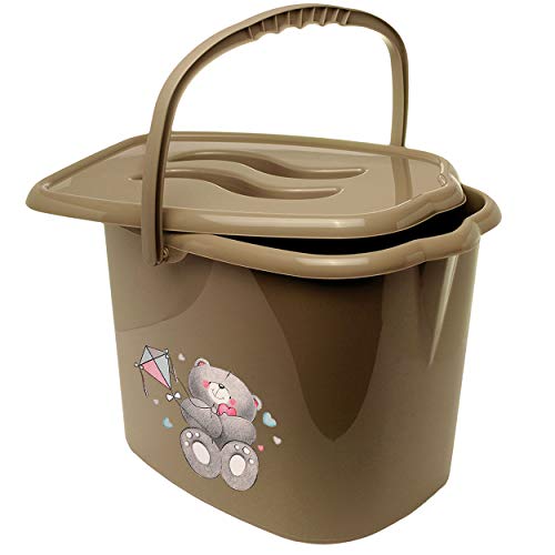 Eimer/Putzeimer/Mülleimer - mit Deckel + Tragegriff - braun - Dunkelbraun Tiere - Teddybär - Teddy Bieco - geruchsdicht - Windeleimer Geruch - geruchs.. von alles-meine.de GmbH