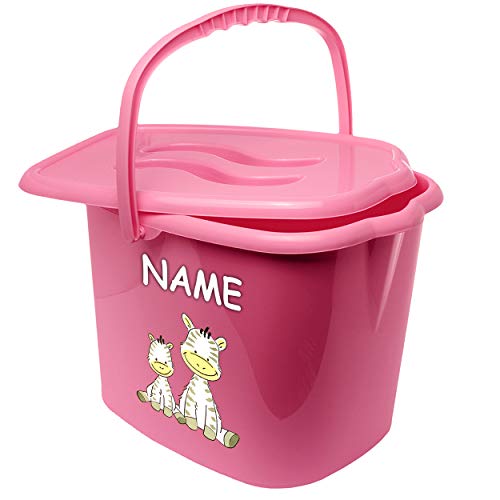 Eimer/Putzeimer/Mülleimer - mit Deckel + Tragegriff - rosa - pink Tiere - Zebra inkl. Name - Bieco - geruchsdicht - Windeleimer Geruch - geruchsfrei -.. von alles-meine.de GmbH