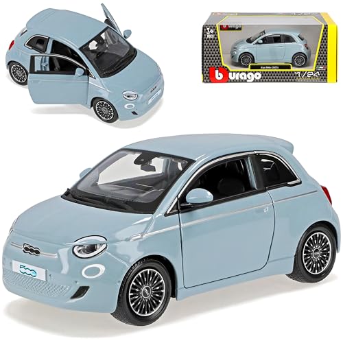 FIAT 500 E Coupe Blau Grau neues Modell ab 2020 1/24 Burago Modell Auto mit individiuellem Wunschkennzeichen von alles-meine.de GmbH