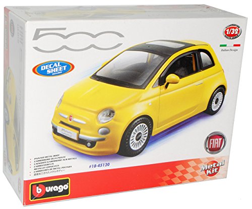 alles-meine.de GmbH FIAT 500 Nuova Ab 2007 Coupe Gelb Bausatz Kit 1/32 Burago Modell Auto mit individiuellem Wunschkennzeichen von alles-meine.de GmbH