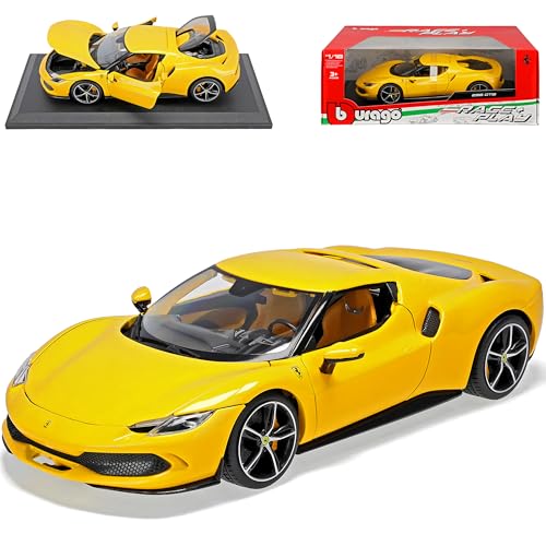 Ferrari 296 GTB Coupe Gelb Ab 2022 1/18 Burago Modell Auto mit individiuellem Wunschkennzeichen von alles-meine.de GmbH