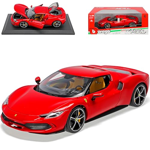 Ferrari 296 GTB Coupe Rot Ab 2022 1/18 Burago Modell Auto mit individiuellem Wunschkennzeichen von alles-meine.de GmbH