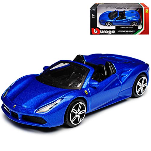 alles-meine.de GmbH Ferrari 488 Spider Cabrio Blau Ab 2015 1/43 Burago Modell Auto mit individiuellem Wunschkennzeichen von alles-meine.de GmbH