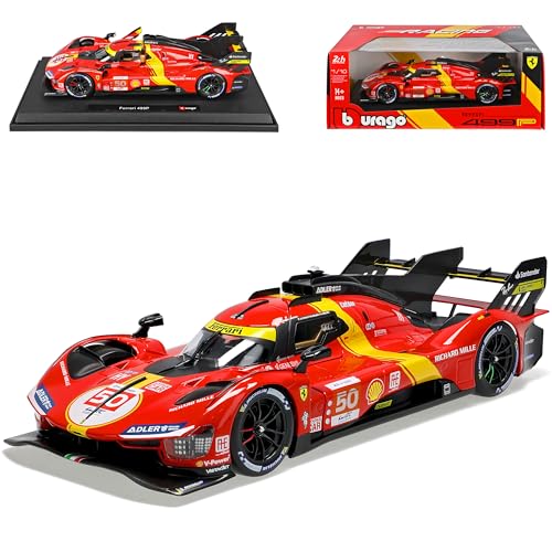 alles-meine.de GmbH Ferrari 499P Nr 50 24H Le Mans 2023 Fuoco Molina Nielsen mit Sockel 1/18 Burago Modell Auto mit individiuellem Wunschkennzeichen von alles-meine.de GmbH