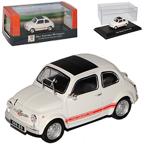 Atlas FIAT 500 Abarth 595 SS Klassik Weiss Ur Modell ab 1957 mit Sockel und Vitrine 1/43 Modell Auto von Atlas