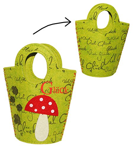 alles-meine.de GmbH Filztasche/Aufbewahrungsbox/Geschenktasche - Viel Glück Glückspilz & Pilz mit Kleeblatt - Taschen Filztaschen für Kinder & Erwachsene - Filz auch als .. von alles-meine.de GmbH