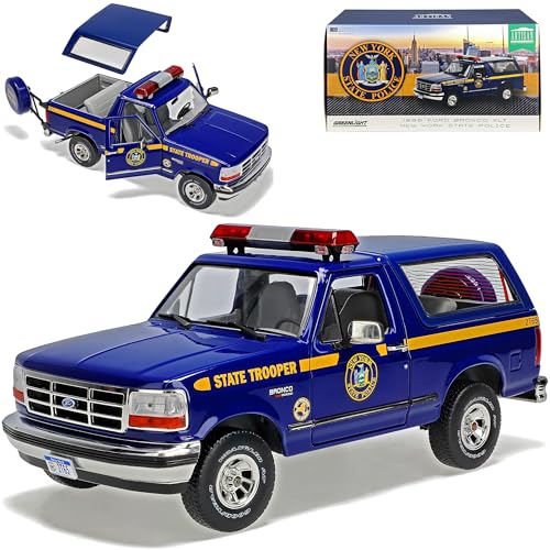 Ford Bronco XLT New York State Police Polizei Blau 5. Generation 1992-1996 1/18 Greenlight Modell Auto mit individiuellem Wunschkennzeichen von alles-meine.de GmbH