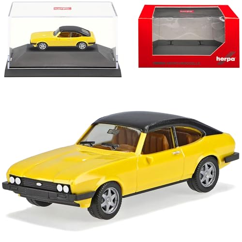 Ford Capri Gelb mit Dach in Schwarz 2. Generation Facelift Modell 1978-1986 mit Sockel und Vitrine H0 1/87 Herpa Modell Auto mit individiuellem Wunschkennzeic.. Ford Capri Gelb mit Dach in Schwarz 2. Generation Facelift Modell 1978-1986 mit Sockel und Vitrine H0 1/87 Herpa Modell Auto mit individiuellem Wunschkennzeic.. von alles-meine.de GmbH