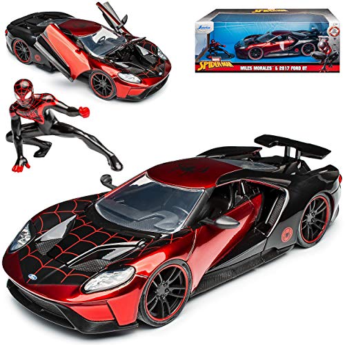 alles-meine.de GmbH Ford GT Spiderm. Marv. Aveng. Miles Moral. Rot Schwarz Ab 2017 1/24 Jada Modell Auto mit individiuellem Wunschkennzeichen von alles-meine.de GmbH