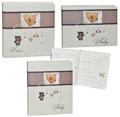 Fotoalbum Baby erste Fotos - Füße braun - Gebunden zum Einkleben blanko - groß für bis zu 312 Bilder - Fotobuch/Photoalbum/Babyalbum/Album - für Mäd.. von alles-meine.de GmbH