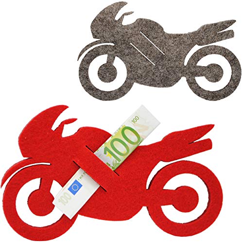 Geldgeschenk/Deko/Glückwunschkarte - Filz Motorrad - Farb-Mix - ideal für Gutschein + Geldscheine + Foto´s + Glückwünsche - Geldgeschenkverpackung - Reise.. von alles-meine.de GmbH
