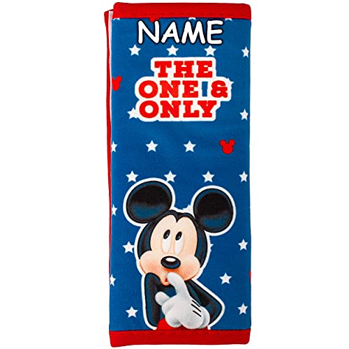 Gurtschoner/Gurtpolster - Disney - Mickey Mouse - inkl. Name - Autositz + Kinderwagen - Sicherheitsgurtpolster - Gurtschutz - für Sicherheitsgurt als Gurt P.. von alles-meine.de GmbH