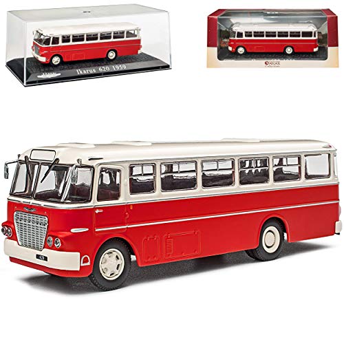 Ikarus 620 Bus Rot mit Weiss 1959-1971 mit Sockel und Vitrine 1/72 Atlas Modell Auto mit individiuellem Wunschkennzeichen von alles-meine.de GmbH