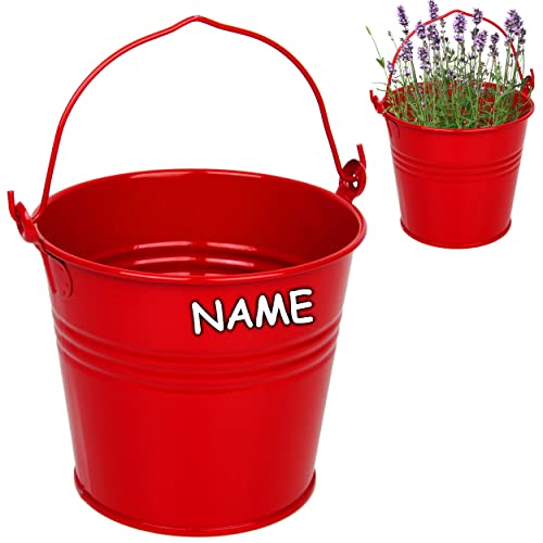 Kleiner - Metall Eimer/Blumentopf - rot - inkl. Name - 15 cm hoch - 2 Liter - rostfrei - Blech Eimer/Metalleimer - rund - mit 3-D Effekt Rillen Prägung - .. Kleiner - Metall Eimer/Blumentopf - rot - inkl. Name - 15 cm hoch - 2 Liter - rostfrei - Blech Eimer/Metalleimer - rund - mit 3-D Effekt Rillen Prägung - .. von alles-meine.de GmbH