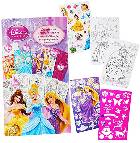 Malbuch/Malset - Disney Princess - Prinzessin mit Schablonen + Sticker/Aufkleber + Motiv Papierbögen - Malvorlagen zum Ausmalen Malspaß - für Mädchen .. von alles-meine.de GmbH