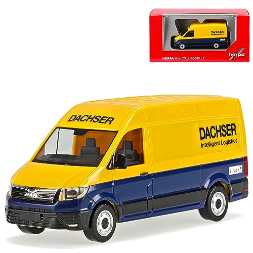 Man E TGE Dachser Transporter Kasten Blau Gelb Baugleich Volkwagen Crafter Ab 2016 H0 1/87 Herpa Modell Auto mit individiuellem Wunschkennzeichen von alles-meine.de GmbH