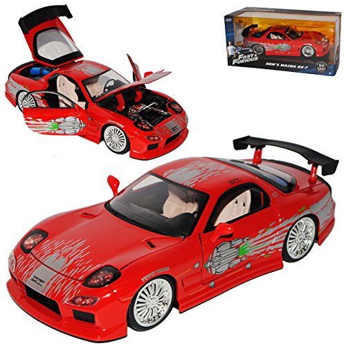 alles-meine.de GmbH Mazda RX7 Dom´s Dominik Toretto Rot 1991-2002 Fast Furious 1/24 Jada Modell Auto mit individiuellem Wunschkennzeichen von alles-meine.de GmbH