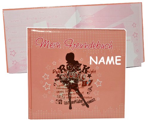 Mein Freundebuch - Rock Musik Girl - mit Name - Mädchen/Meine Freunde Buch - gebunden für Schule Kind Kinder Vorschule Poesiealbum von alles-meine.de GmbH