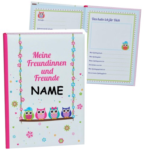 Meine Freunde Buch - Eulen & Blumen - für Kinder & Erwachsene - mit Namen - dick gebunden für Schulfreunde Poesie A5 Hardcover - Freundebuch Poesiealbum K.. Meine Freunde Buch - Eulen & Blumen - für Kinder & Erwachsene - mit Namen - dick gebunden für Schulfreunde Poesie A5 Hardcover - Freundebuch Poesiealbum K.. von alles-meine.de GmbH
