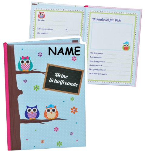 Meine Freunde Buch - lustige Eulen - für Mädchen & Jungen - mit Namen - dick gebunden für Schulfreunde Poesie A5 Hardcover - Freundebuch Poesiealbum Kinde.. von alles-meine.de GmbH