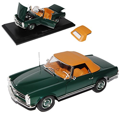 Mercedes-B 230SL Pagode Roadster Grün W113 1963-1971 1/18 Norev Modell Auto mit individiuellem Wunschkennzeichen von alles-meine.de GmbH