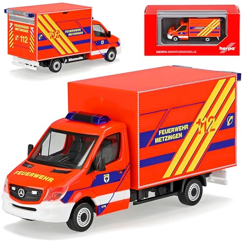 Mercedes-B Sprinter II Kofferaufbau Feuerwehr Metzingen NCV 3 W906 Modell 2006-2018 Version Ab Facelift 2013 H0 1/87 Herpa Modell Auto mit individiuellem Wuns.. von alles-meine.de GmbH