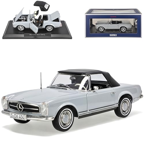 Mercedes-Benz 230SL Pagode Roadster Grau W113 1963-1971 1/18 Norev Modell Auto mit individiuellem Wunschkennzeichen von alles-meine.de GmbH